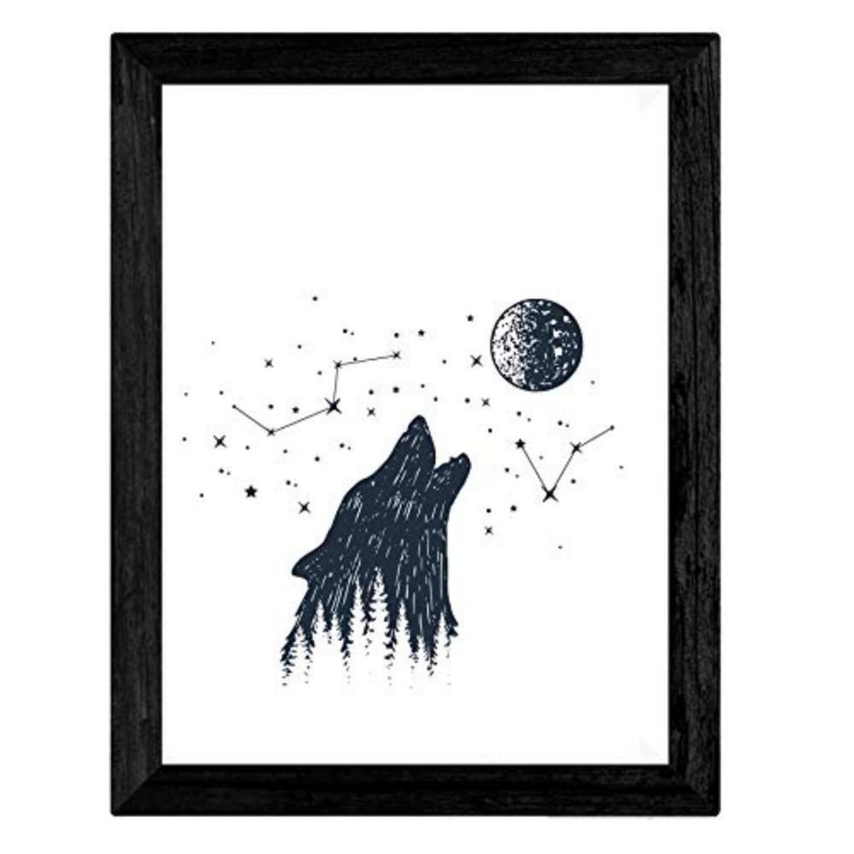 POSTER Set mit 4 Natur im nordischen Stil Wilder Wald in blauweiß A4 Rahmenlos - Klar, Papier (29.7/3cm) - Nacnic