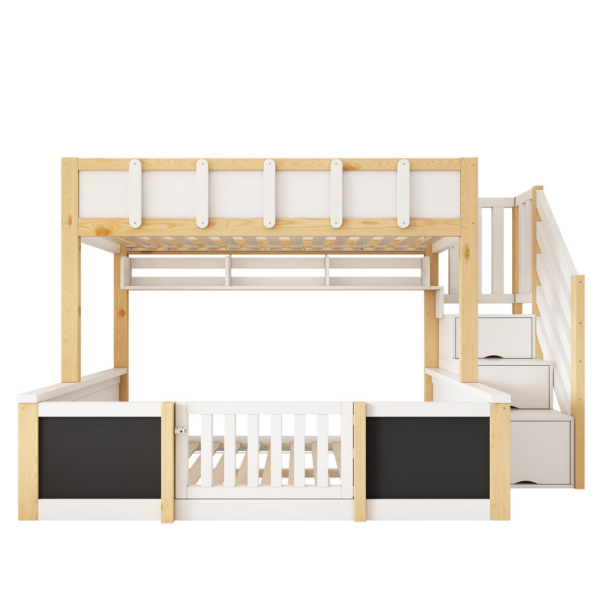 ETAGENBETT 90/140/200 cm mit Treppenschrank und Kreidetafel, DE-41558, in Weiß - Weiß, Holzwerkstoff (140/200cm) - ComfortXL