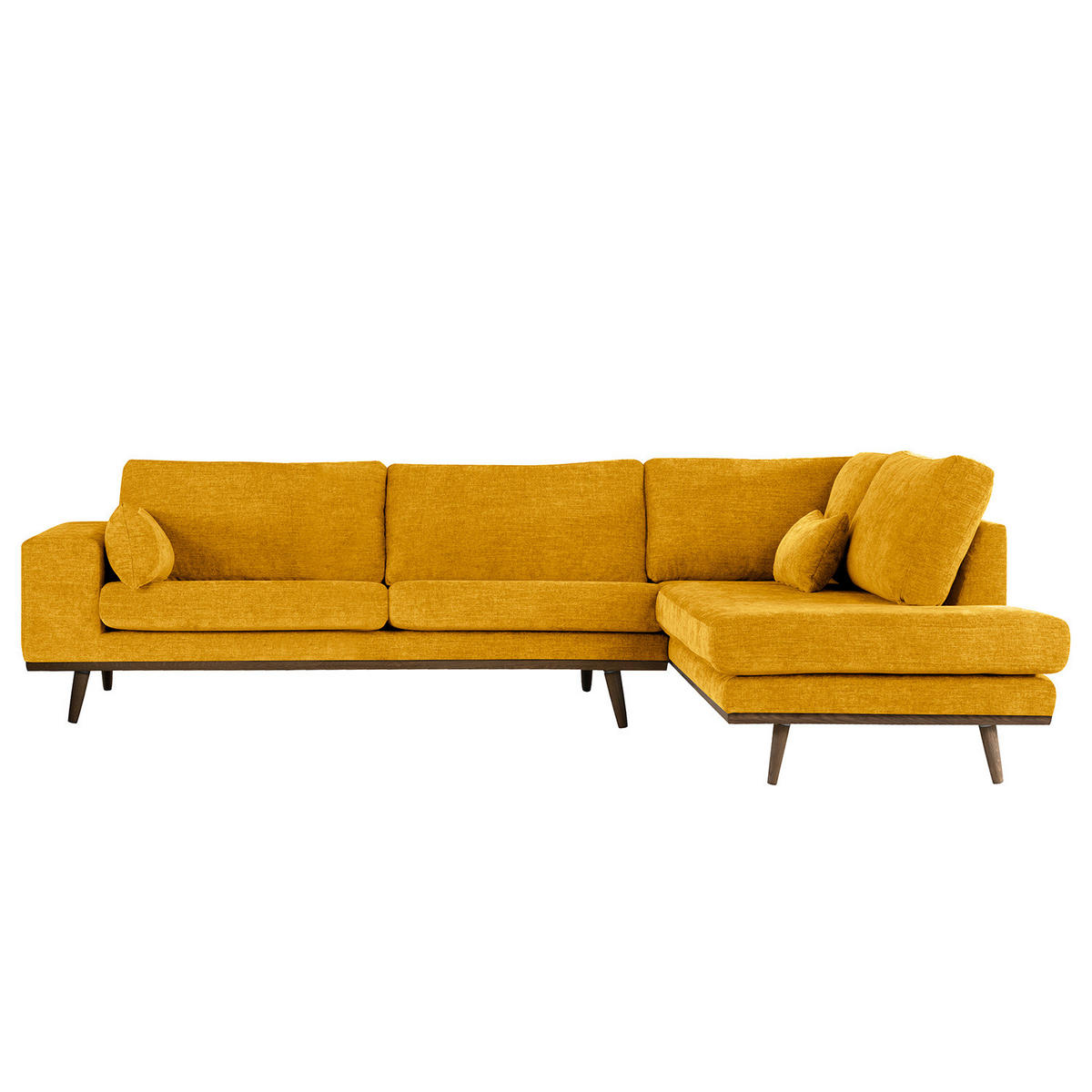 ECKSOFA mit Ottomane - Eichefarben/Gelb, Eichenholz/Textil (287/219cm) - home24