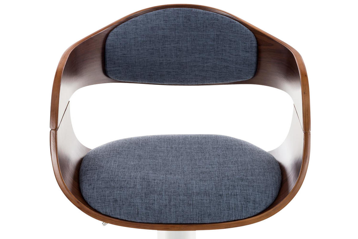 BARHOCKER Stoff walnuss/blau - Blau/Walnussfarben, Textil/Metall (50/88/48cm) - CLP