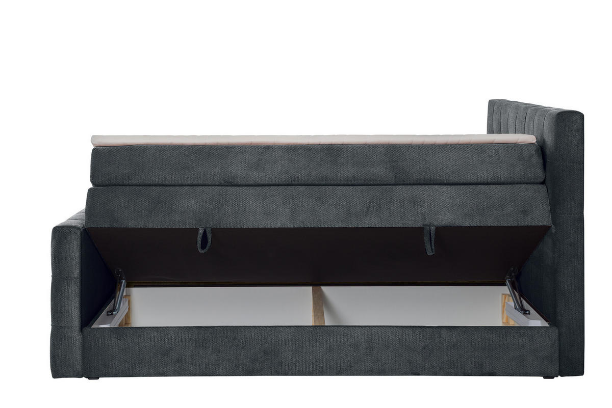 BOXSPRINGBETT IMPERIAL mit Topper und Bettkasten, Anthrazit, 140x200 cm - Anthrazit, Textil (140/200cm) - KS Home Concept