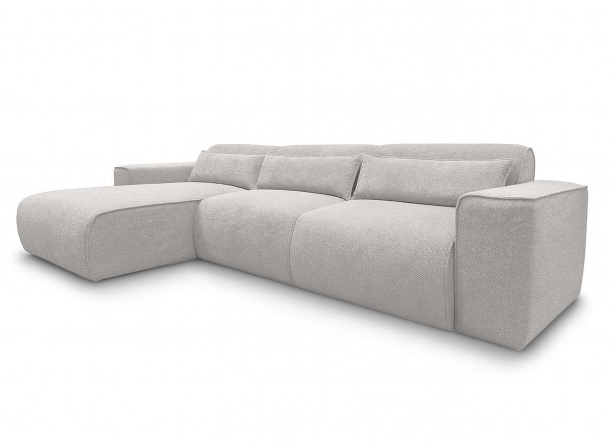 ECKSOFA L Form Ruyam Hellgrau 310/165/78 cm – Schlaffunktion Links - Hellgrau/Schwarz, Kunststoff/Textil (170/310cm) - AX Living