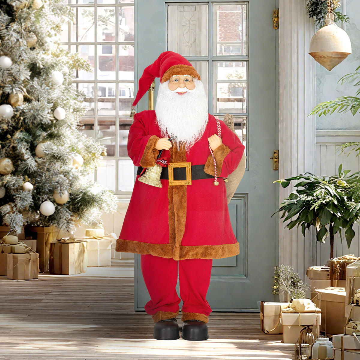 WEIHNACHTSMANN Stahl Polyester Rot - Rot, Textil (35/120/45cm) - HOMCOM