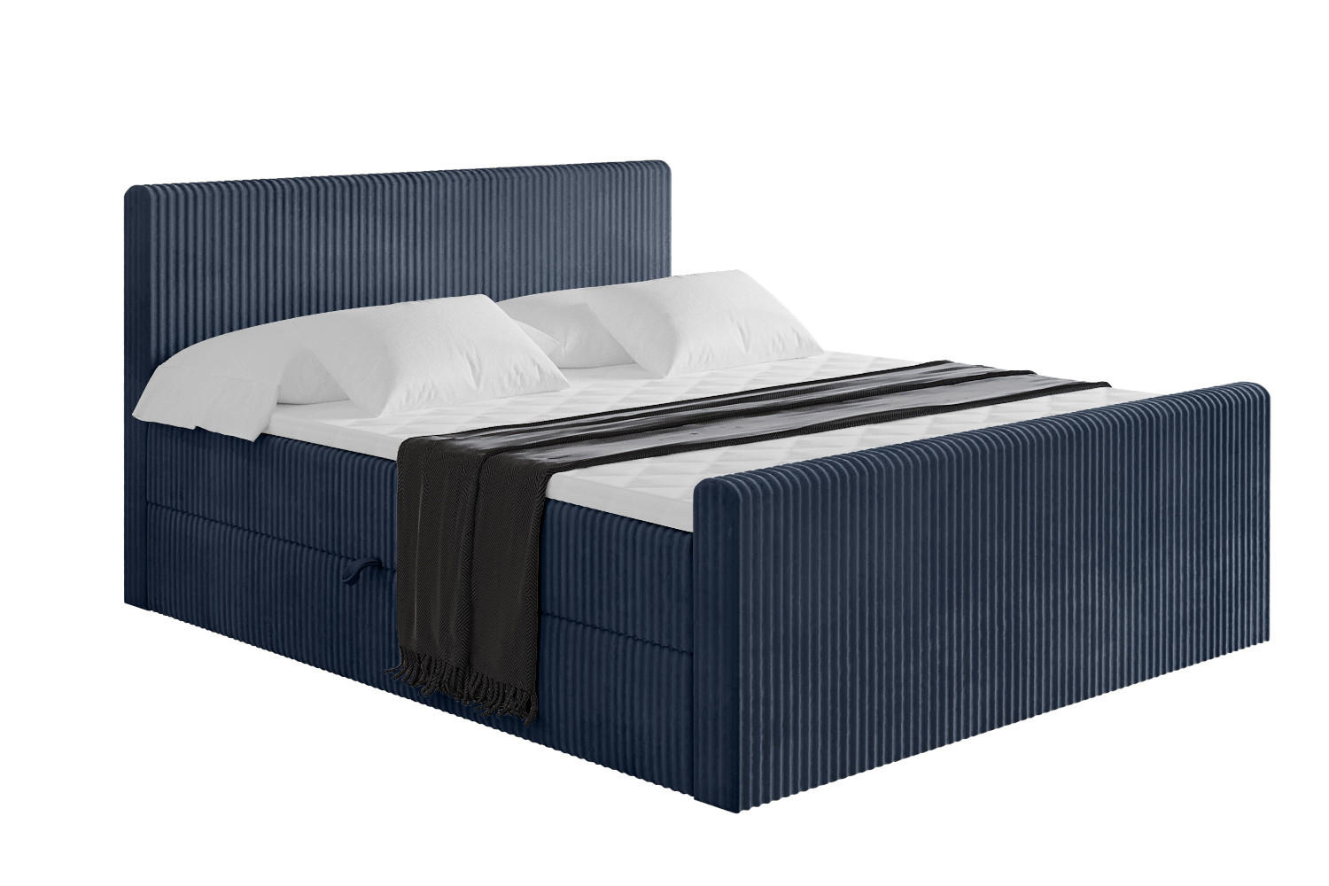 BOXBETT mit Matratze H3 und Lattenrost - TOLO-Z - 200x200 Cord - Dunkelblau - Dunkelblau, Holzwerkstoff (200/200cm) - ALTDECOR