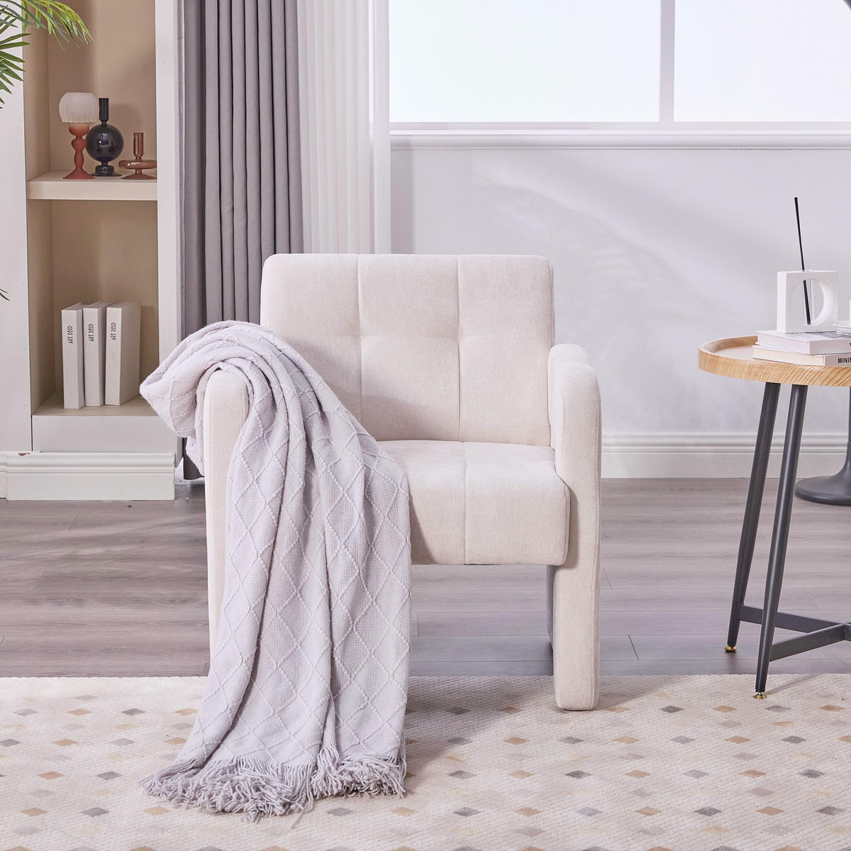 SESSEL Einzelner Sessel,dicke Polsterung,Chenille,Beige - Beige, Textil (67.5/74.5/69cm) - LVHOM