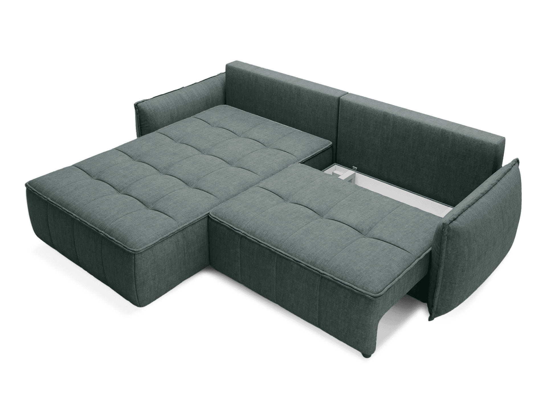 ECKSOFA mit Schlaffunktion und Bettkasten - Grün, Textil (265/196cm) - Eltap