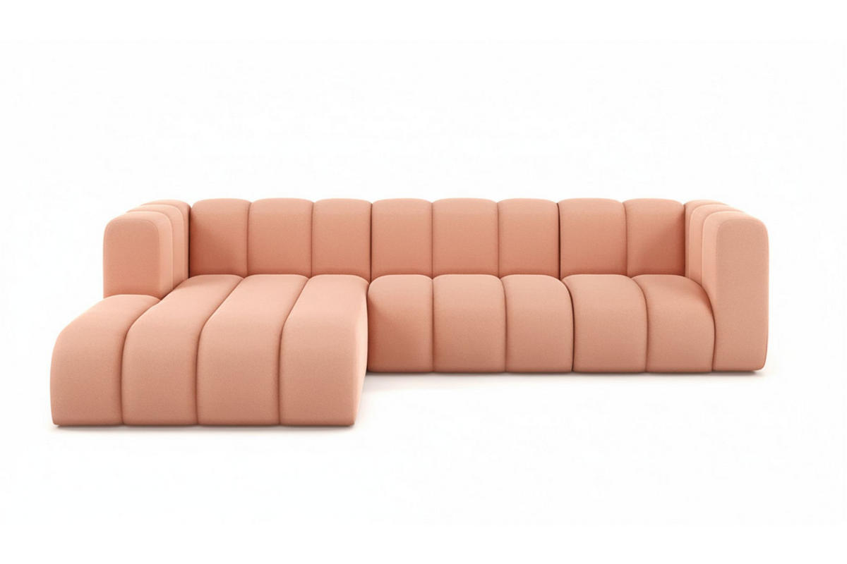 ECKSOFA L-Form Grand L 287 cm, Veloursstoff Salvador, Rosa, Links - Rosa, Holz (287/179cm) - Kaiser Möbel