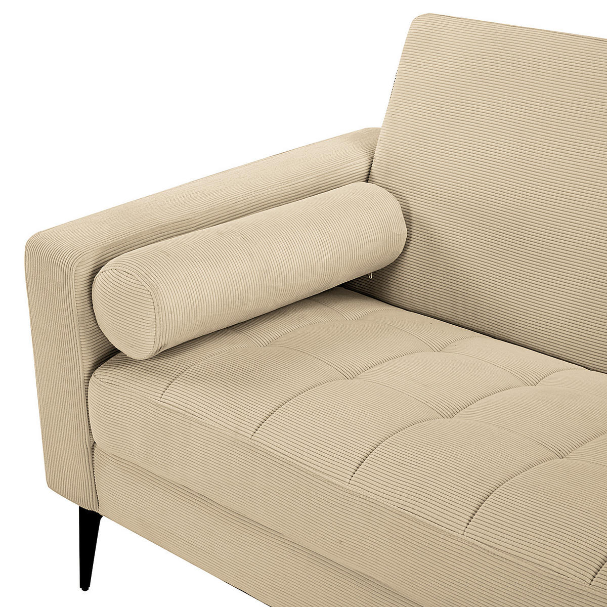 3-SITZER SOFA - Beige - Cord - Stahl - 194 x 82 x 76 cm - Beige/Schwarz, Textil/Metall (194/82/76cm) - home24