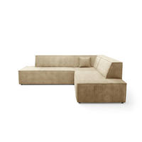 ECKSOFA TESSO II R-S Beige Kordstoff mit Schlaffunktion - Beige, Holz (254/254cm) - MASSENO