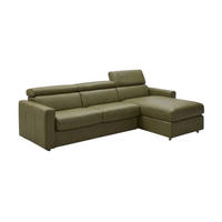 ECKSOFA Morris Echtleder mit Bettfunktion Olivgrün - Olivgrün, Leder/Metall (223/170cm)