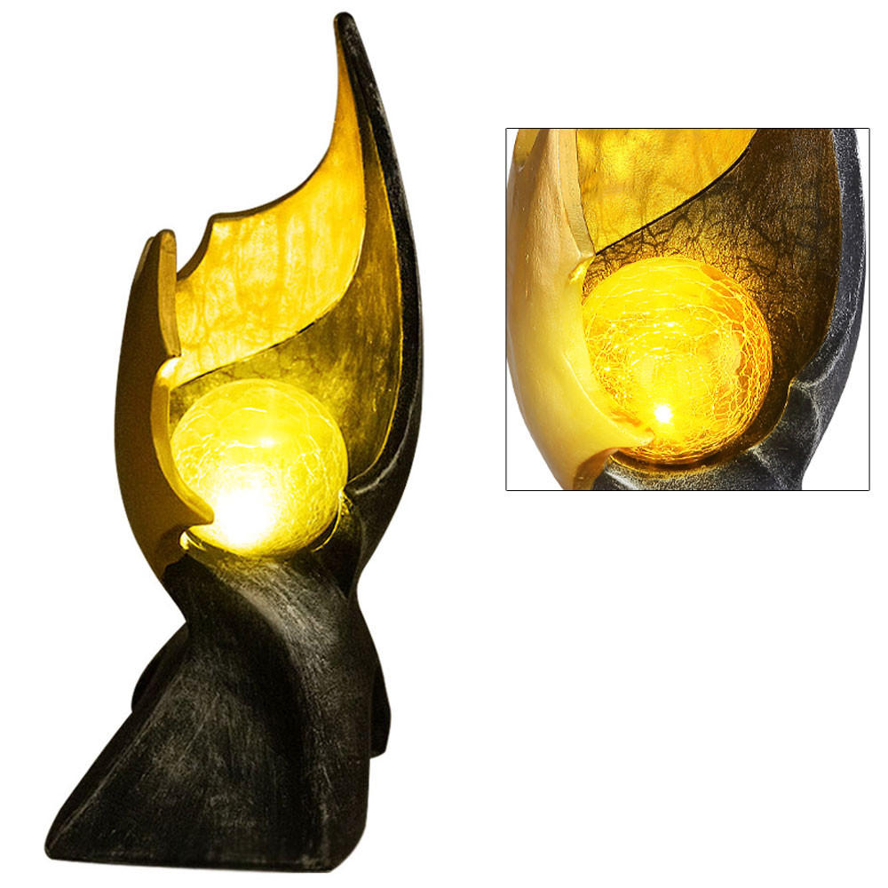 LED AUSSENLEUCHTE Flammen-Optik Orange Glas - Orange, Glas (15/14.5/36cm) - Globo Lighting