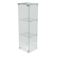 GLASVITRINE Weiß mit 3 Glasböden, LED-Leuchten, Schloss & Weiß Boden - Weiß, Glas (35/123.3/39.8cm) - CASIVA
