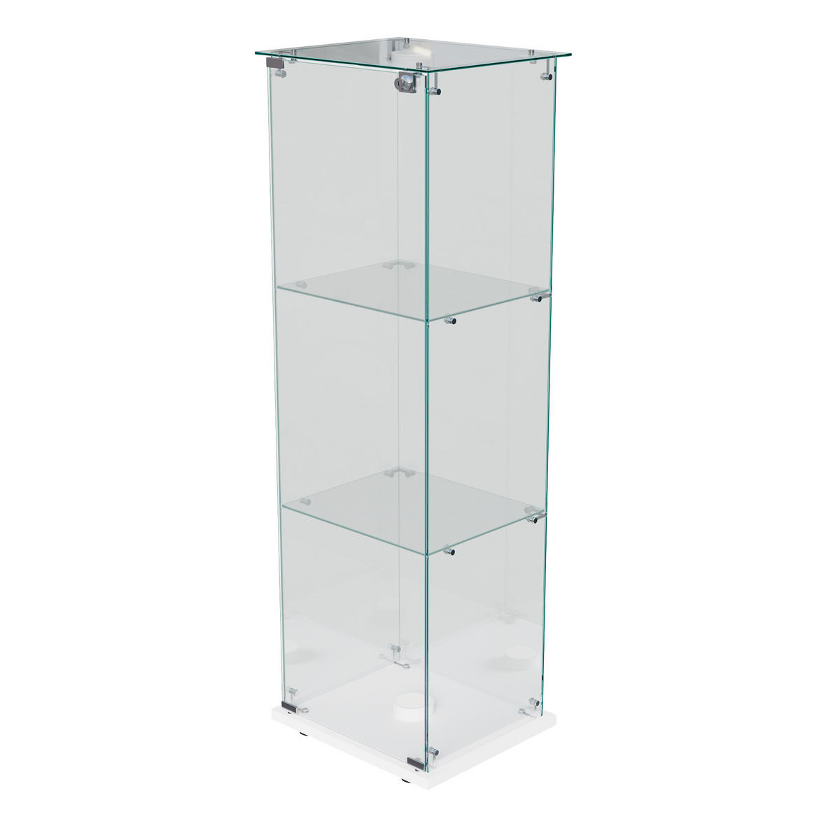 GLASVITRINE 125x42x36 cm 1 Tür 3 Einlegeböden LED Touch weiß - Weiß, Holz (39.8/123.5/35cm) - LEBENLANG