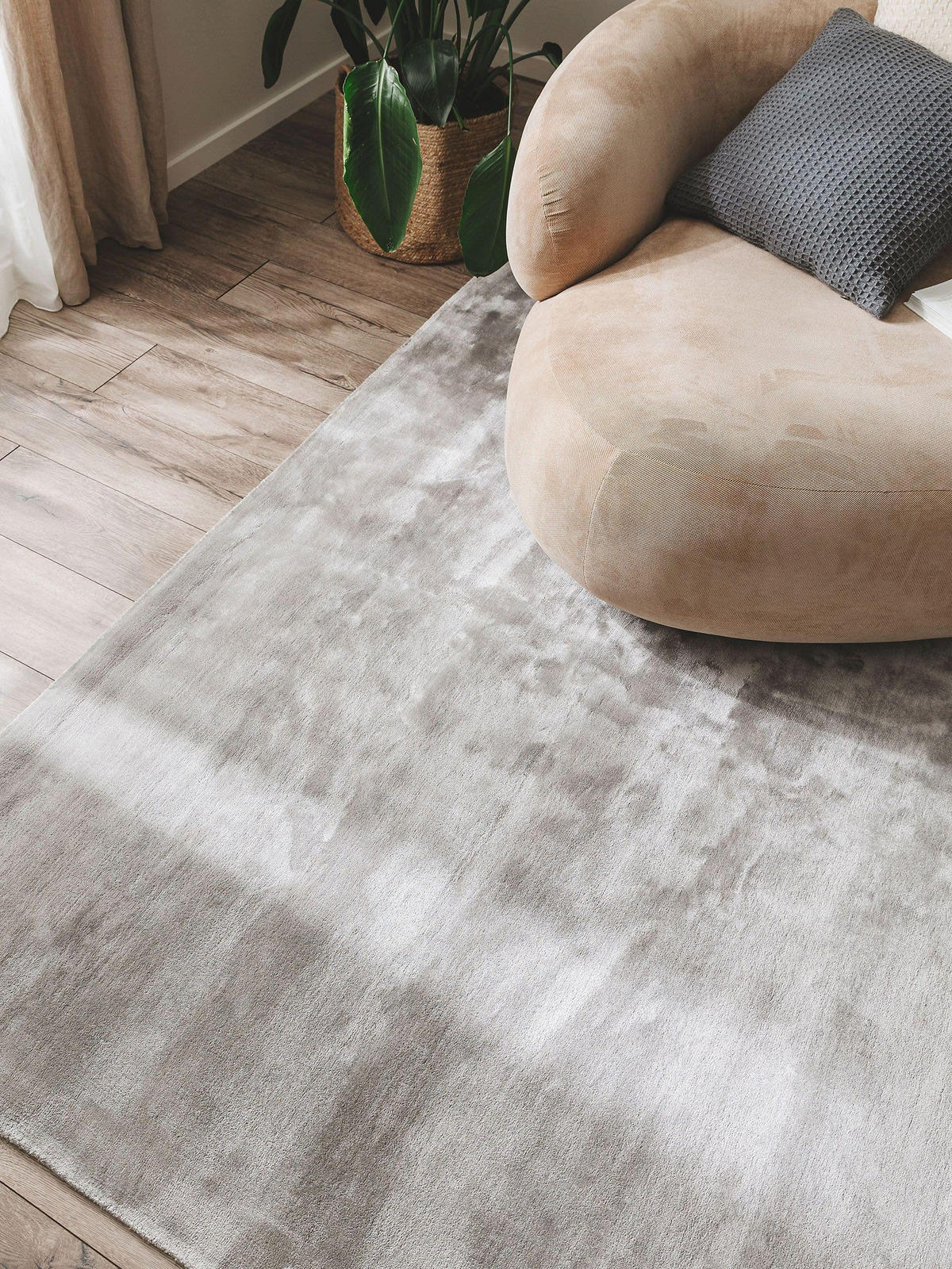 VISKOSETEPPICH Nela Grau 120x170 cm - Grau, Textil (120/170cm) - benuta Pure