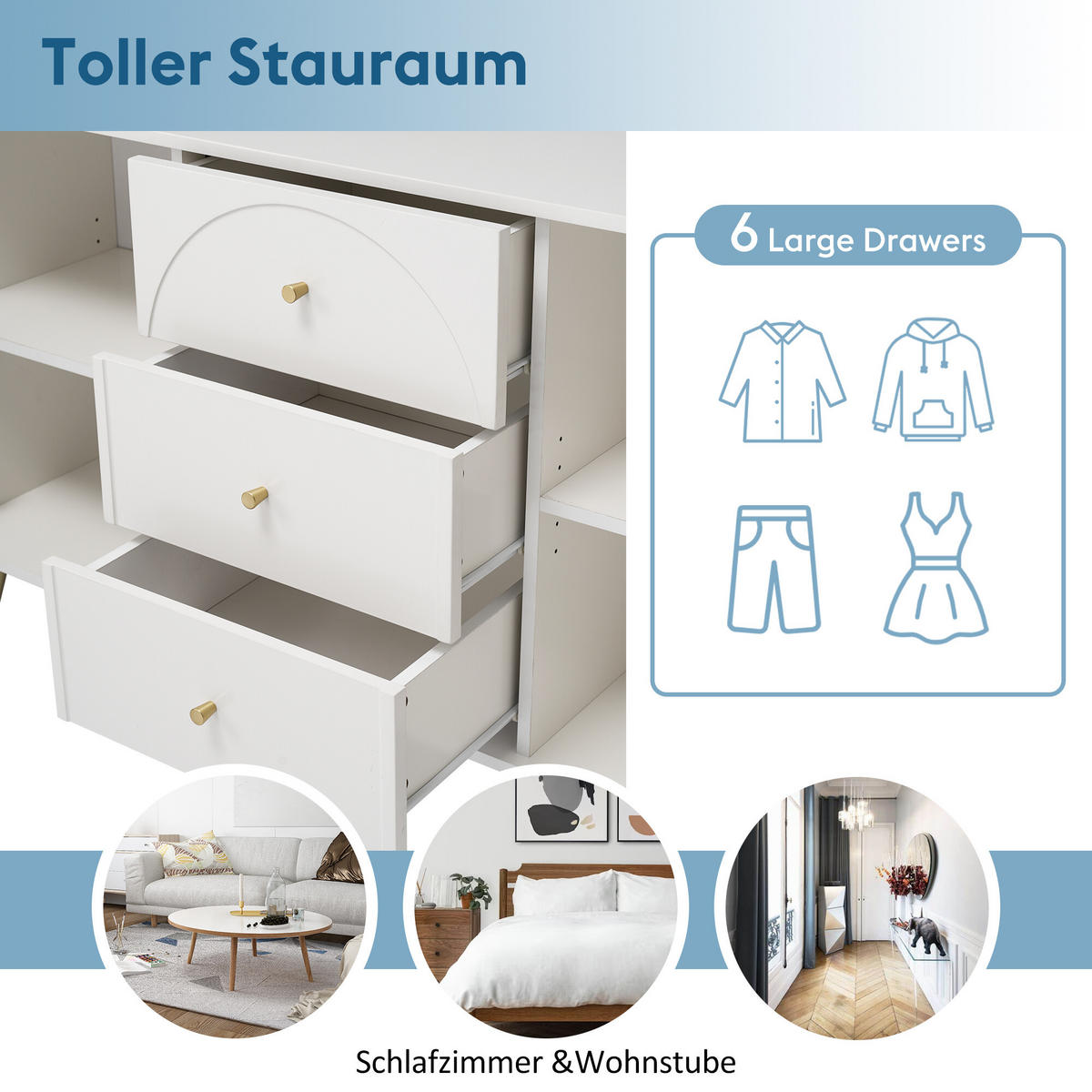 SIDEBOARD Cremeweiß 140/40/84 cm - Creme, Holzwerkstoff/Metall (40/84/140cm) - Urban Meuble