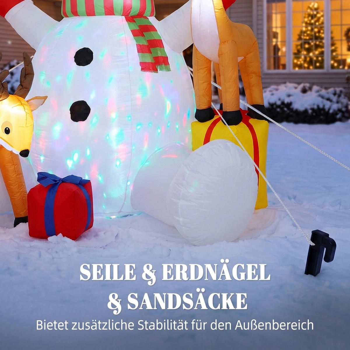 AUFBLASBARE-WEIHNACHTSDEKORATION Polyester Weiß - Weiß, Textil (135/215/180cm) - Outsunny