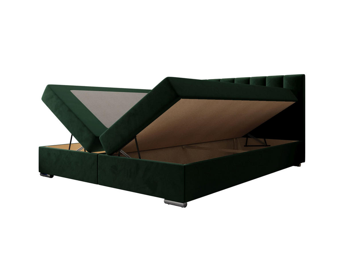 BOXBETT ZILANO 2 mit Matratze H3 und Topper 160x200 Itaka 10 - Grün, Holz/Textil (160/200cm) - Bedante