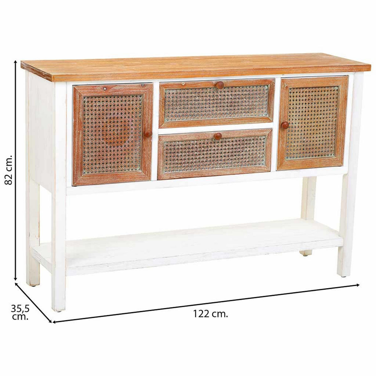 SIDEBOARD aus Holz 122x36x82 cm - Weiß, Holz (122/82/35cm) - Wanderlust