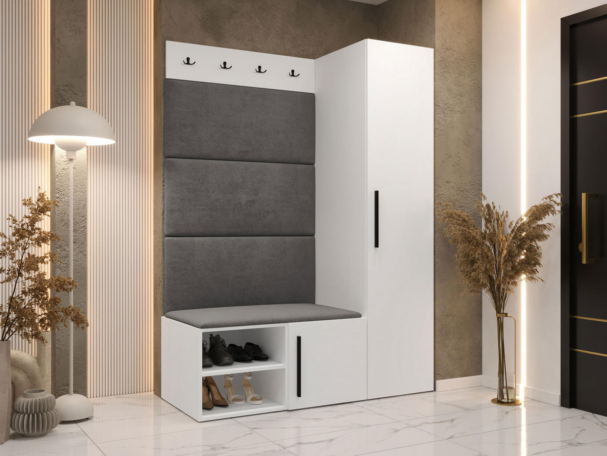 GARDEROBEN-SET Medi II - Schwarz/Weiß, Holzwerkstoff/Kunststoff (40/191/50cm) - MIRJAN24