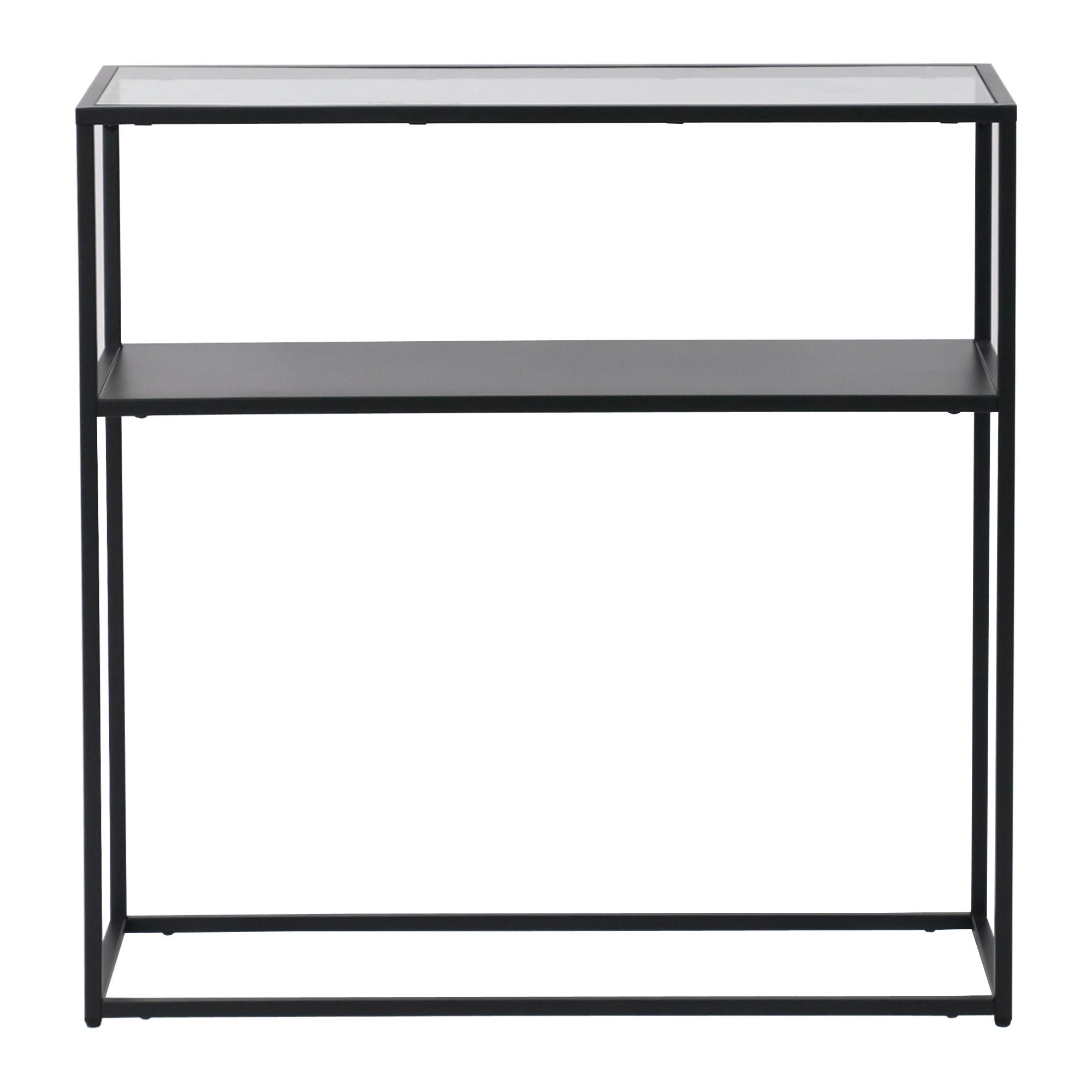 KONSOLENTISCH Kuhmo - Transparent/Schwarz, Glas/Metall (30/80/80cm) - [en.casa]