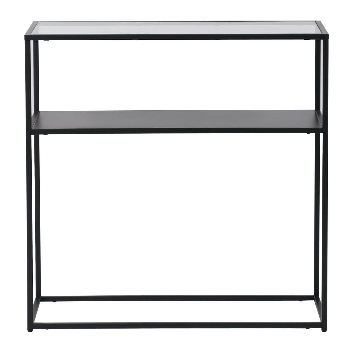 KONSOLENTISCH Kuhmo - Transparent/Schwarz, Glas/Metall (30/80/80cm) - [en.casa]