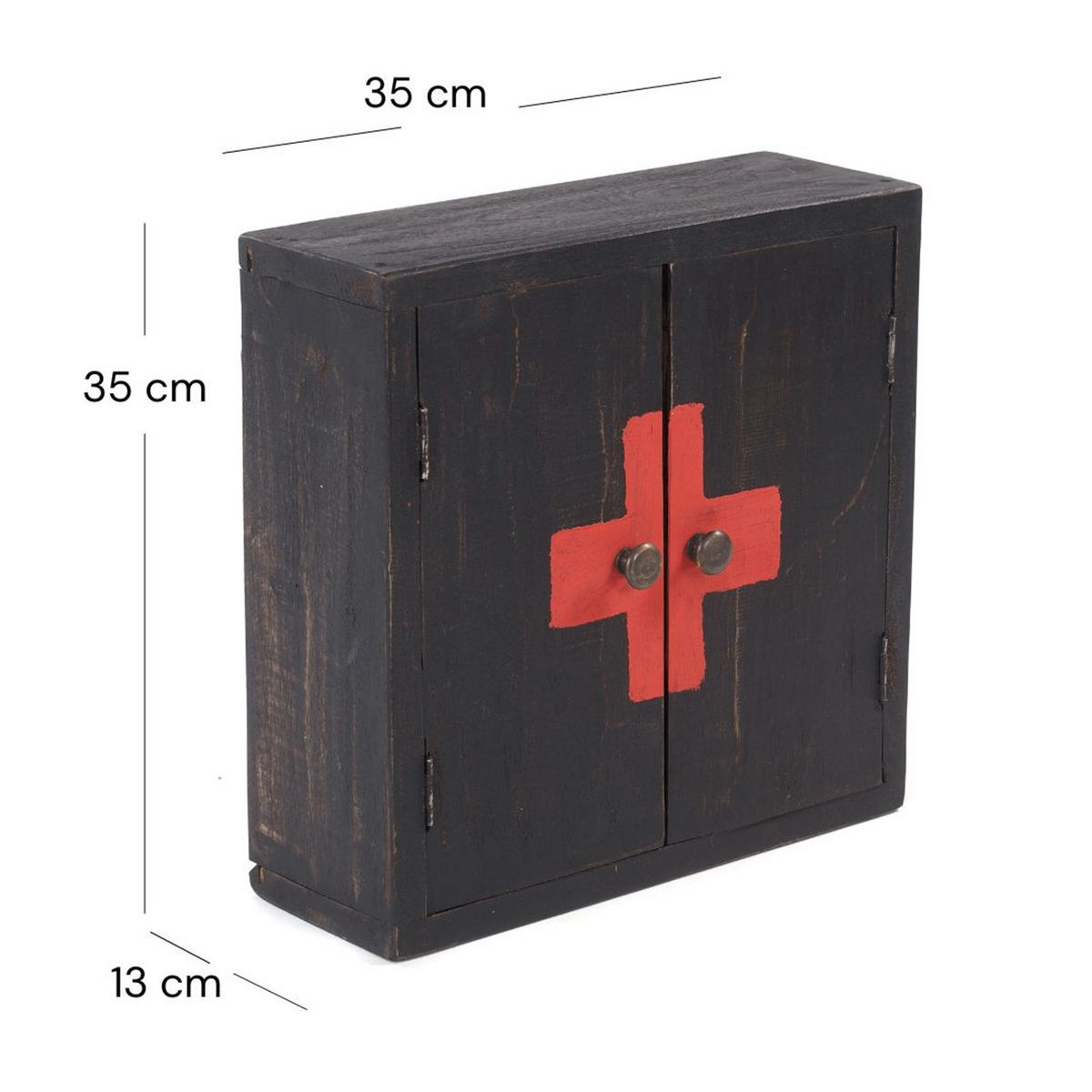MEDIZINSCHRANK MEDIC 35 Mahagoni Massivholz 04 schwarz-natur - Graubraun, Holz (35/35/13cm) - DESIGN DELIGHTS