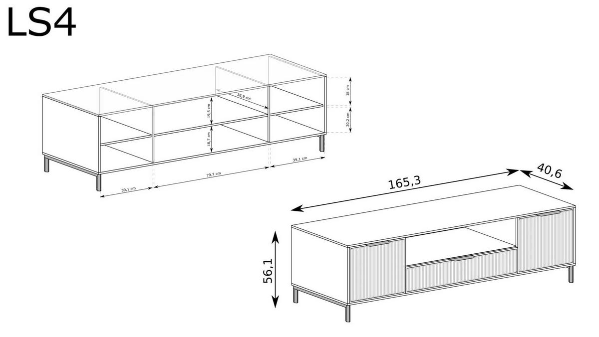 TV-SCHRANK LINKA STYLES LS-04 - Dunkelblau, Holzwerkstoff (165/56/41cm) - Meblini