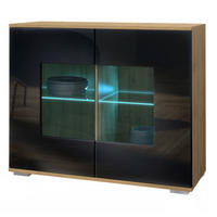 KOMMODE Grömitz Schwarz Hochglanz - Schwarz Hochglanz, Holzwerkstoff (92.5/75.5/35cm) - Vladon