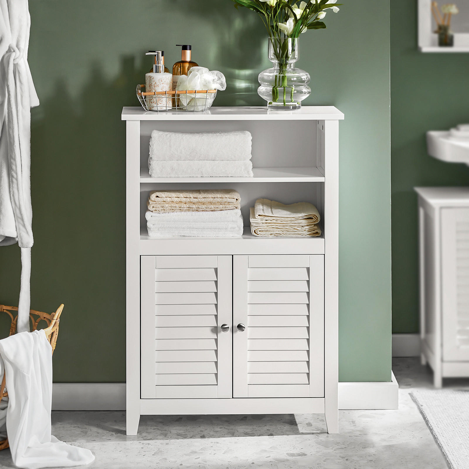 BADSCHRANK Weiß - Weiß, Holzwerkstoff (60/90/26cm) - SoBuy
