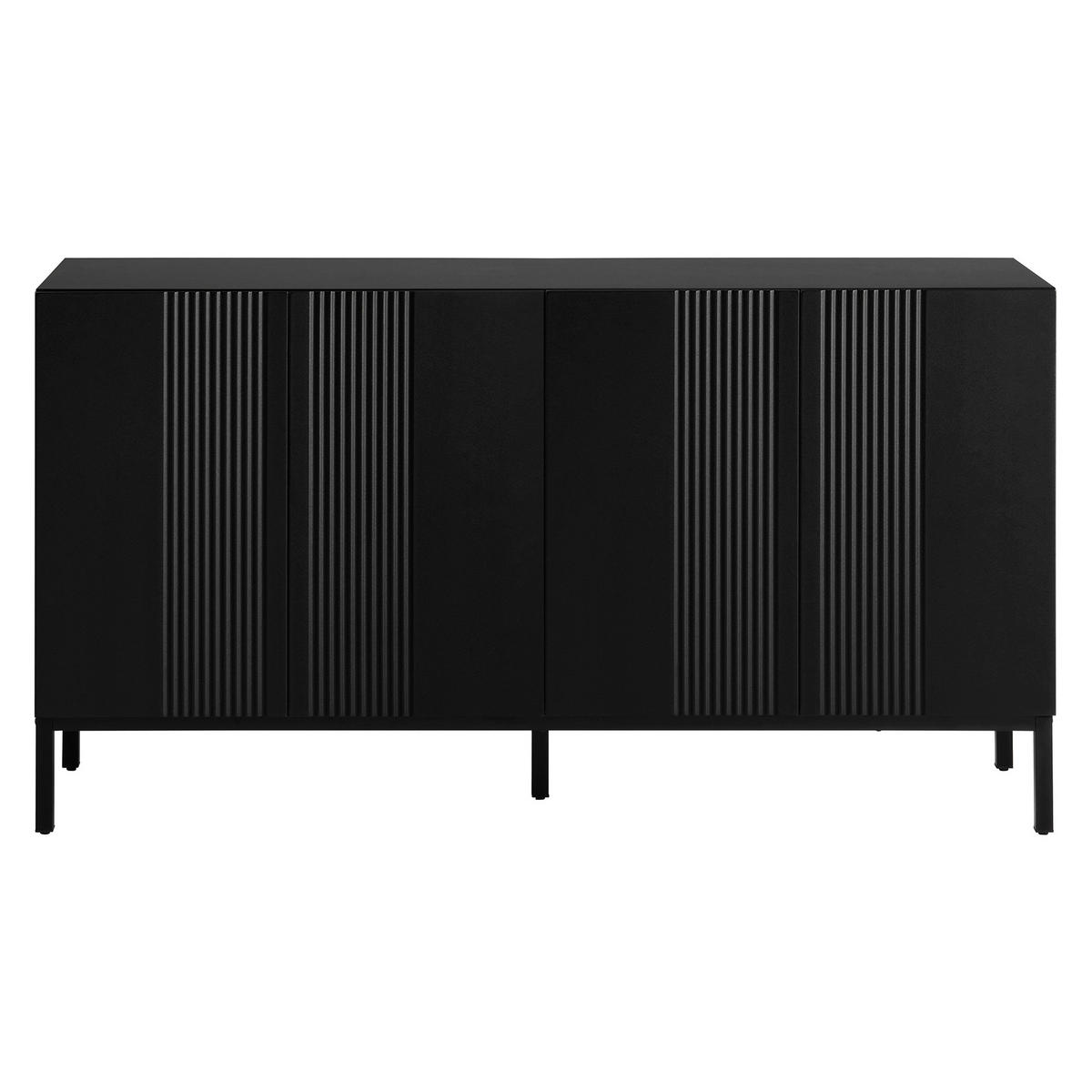 SIDEBOARD 145 cm Schwarz mit 4 Türen & verstellbaren Einlegeböden im modernen Stil - Schwarz, Holzwerkstoff (145/80/41.5cm) - Urban Meuble