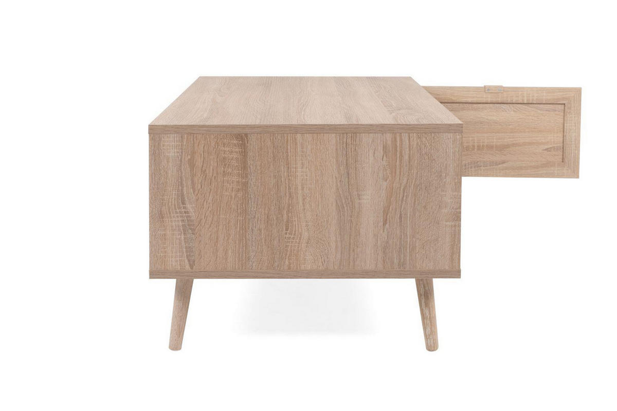 COUCHTISCH Malmö 55A - in Sonoma Eiche mit Bast-Dekor - Sonoma Eiche, Holzwerkstoff (60/100/46cm) - möbelvita