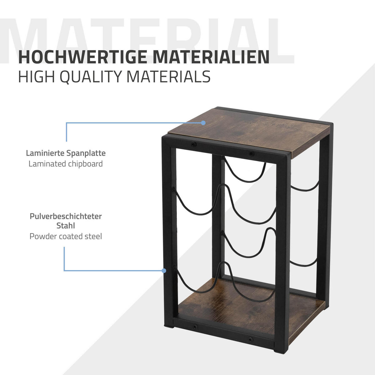 WEINREGAL - Braun, Metall (21/37/24cm) - ML-DESIGN
