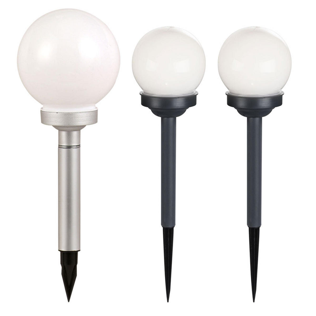 LED AUSSENLEUCHTE Kugelleuchte Weiß 3er Set - Weiß, Kunststoff (15/15/43cm) - Globo Lighting