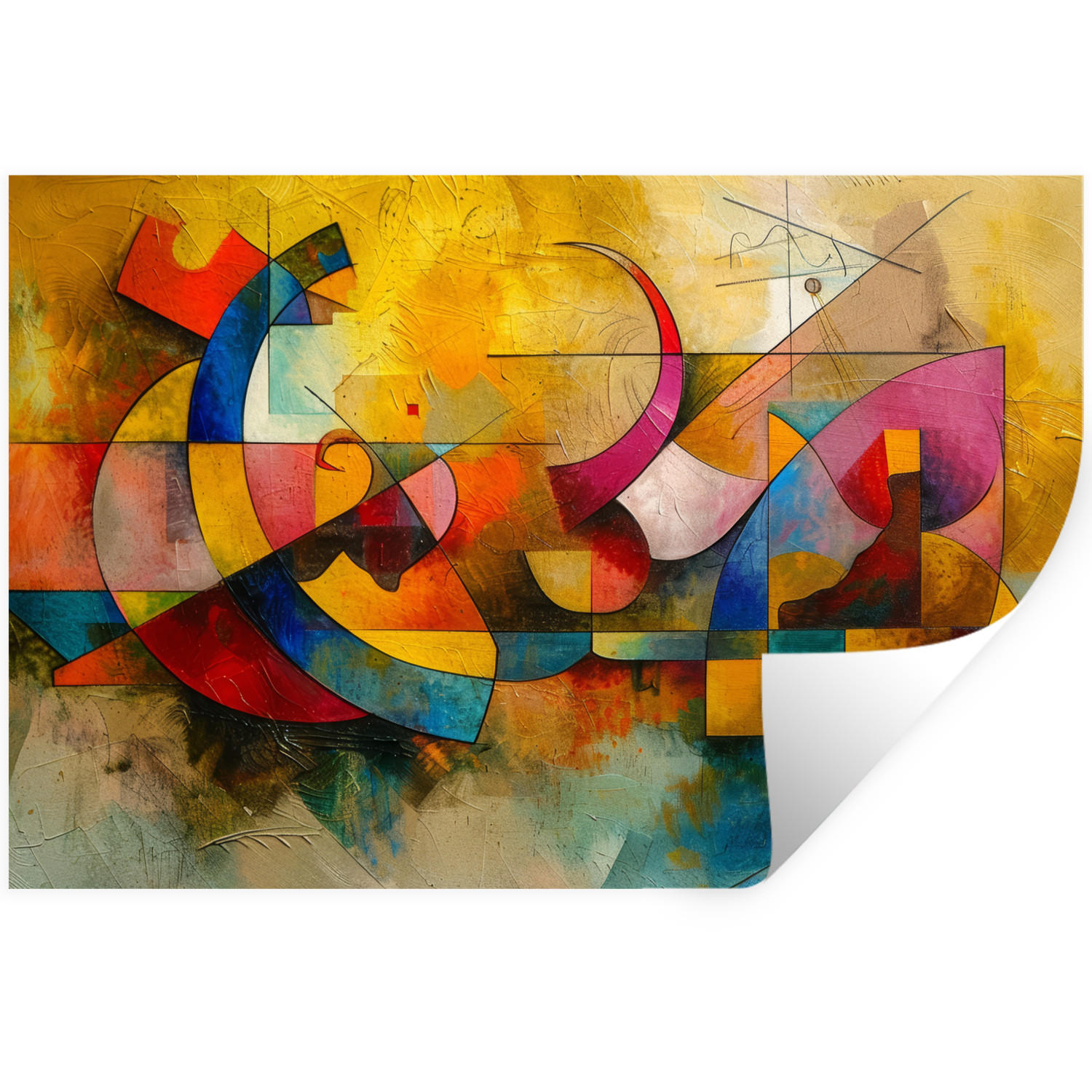 WANDTATTOO Kunst - Abstrakt - Modern 120x80 cm - Gelb, Kunststoff (120/80/0.1cm) - MuchoWow