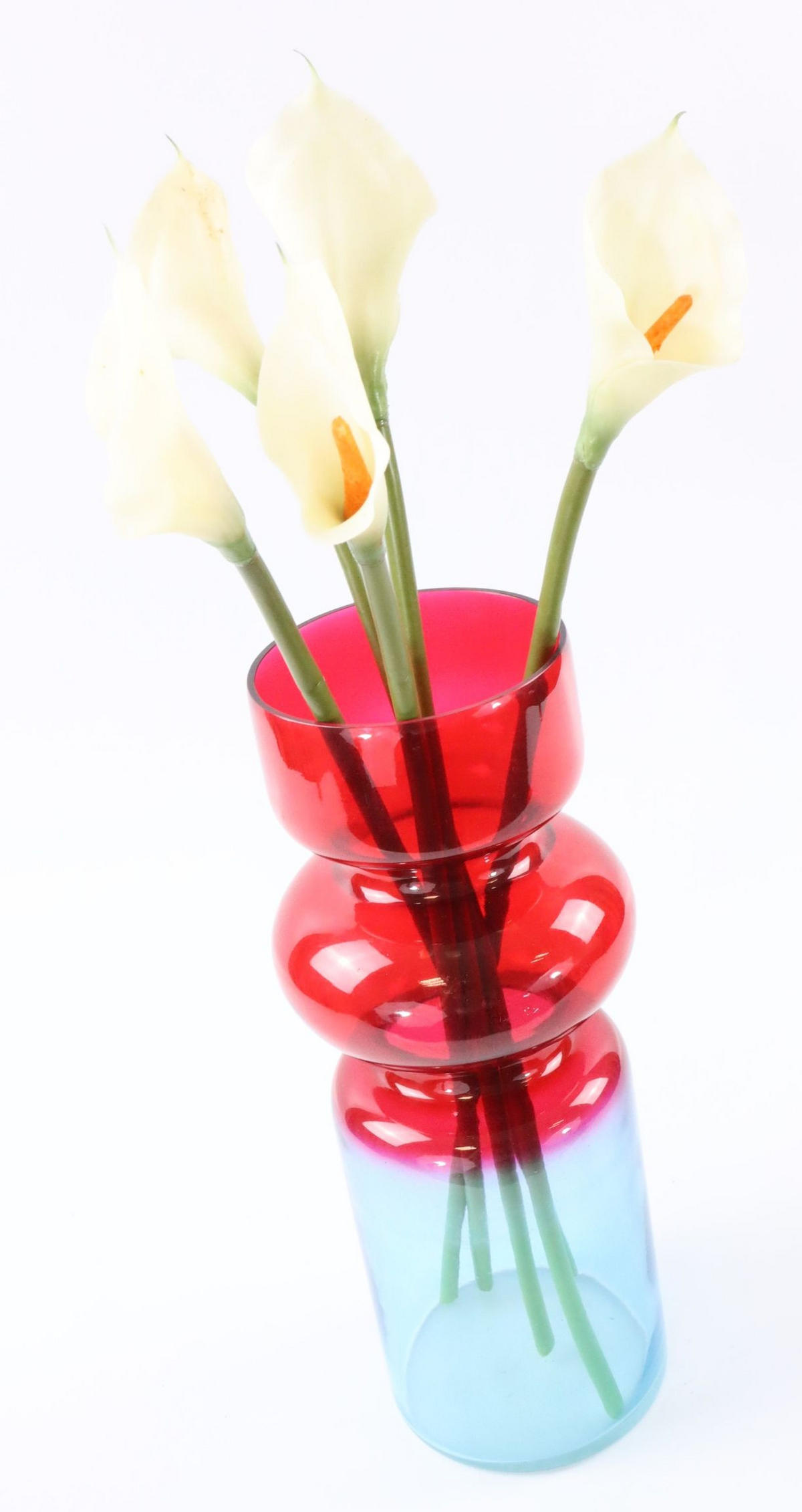 VASE Multicolor hellblau-rot - Rosa, Glas (28cm) - FURNARO