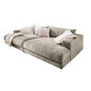 BIG SOFA XL MADELINE Steingrau Cord - Greige/Schwarz, Kunststoff/Textil (290/85/190cm) - KAWOLA