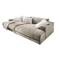 BIG SOFA XL MADELINE Steingrau Cord - Greige/Schwarz, Kunststoff/Textil (290/85/190cm) - KAWOLA