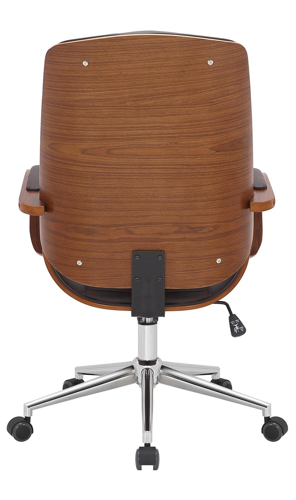 DREHSTUHL Lederlook walnuss/braun - Chromfarben/Walnussfarben, Textil/Metall (60/102/68cm) - CLP