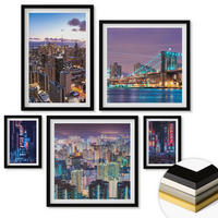WANDBILDER 5er-Set - 50x50 cm & 20x30 cm & 40x60 cm Schwarzer Rahmen - Bergblumen Himmelsweg - Schwarz, Kunststoff (40/60cm) - ArtPrintCave