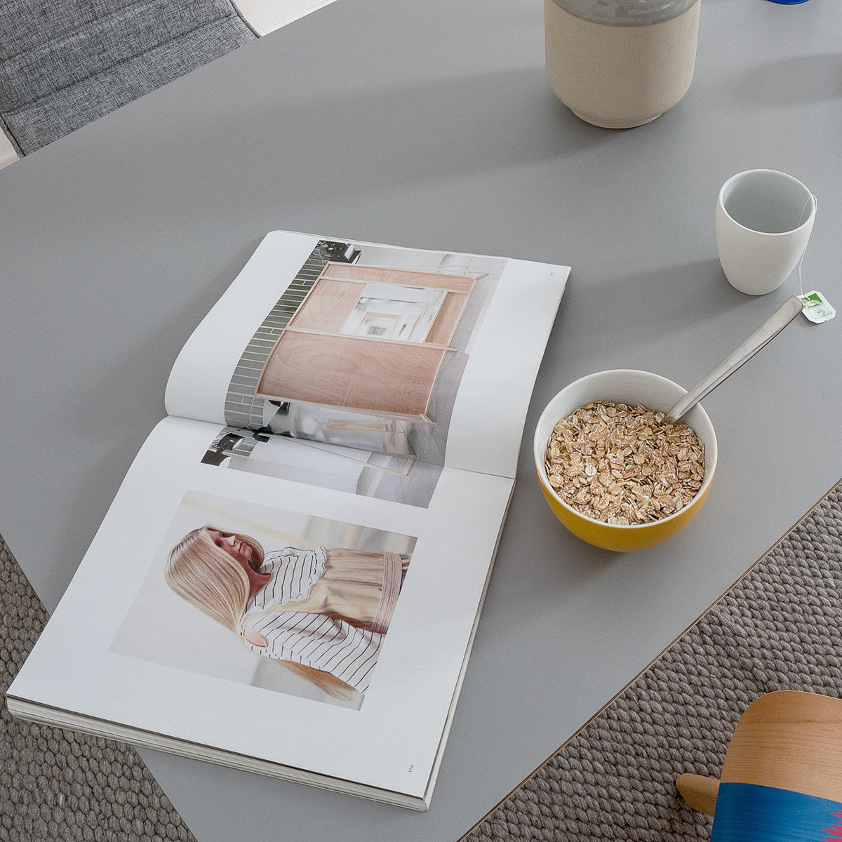 ESSTISCH - Esche teilmassiv, grau - Grau, Holzwerkstoff (80/140/75cm) - home24