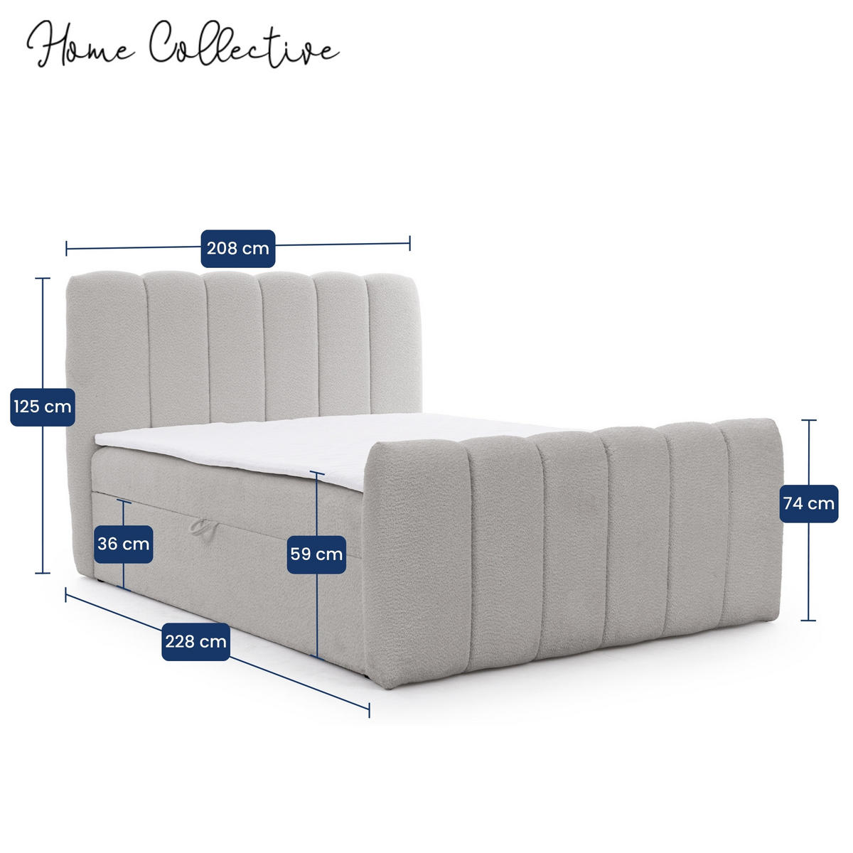 BOXBETT mit Topper und Stauraum 200x200 cm in Grau - Grau, Textil (200/200cm) - Home Collective