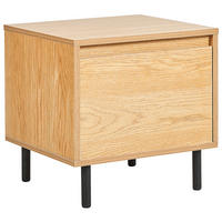 NACHTTISCH heller Holzfarbton/schwarz 1 Schublade Nikea - Hellbraun/Schwarz, Holzwerkstoff (45/45/40cm) - Beliani