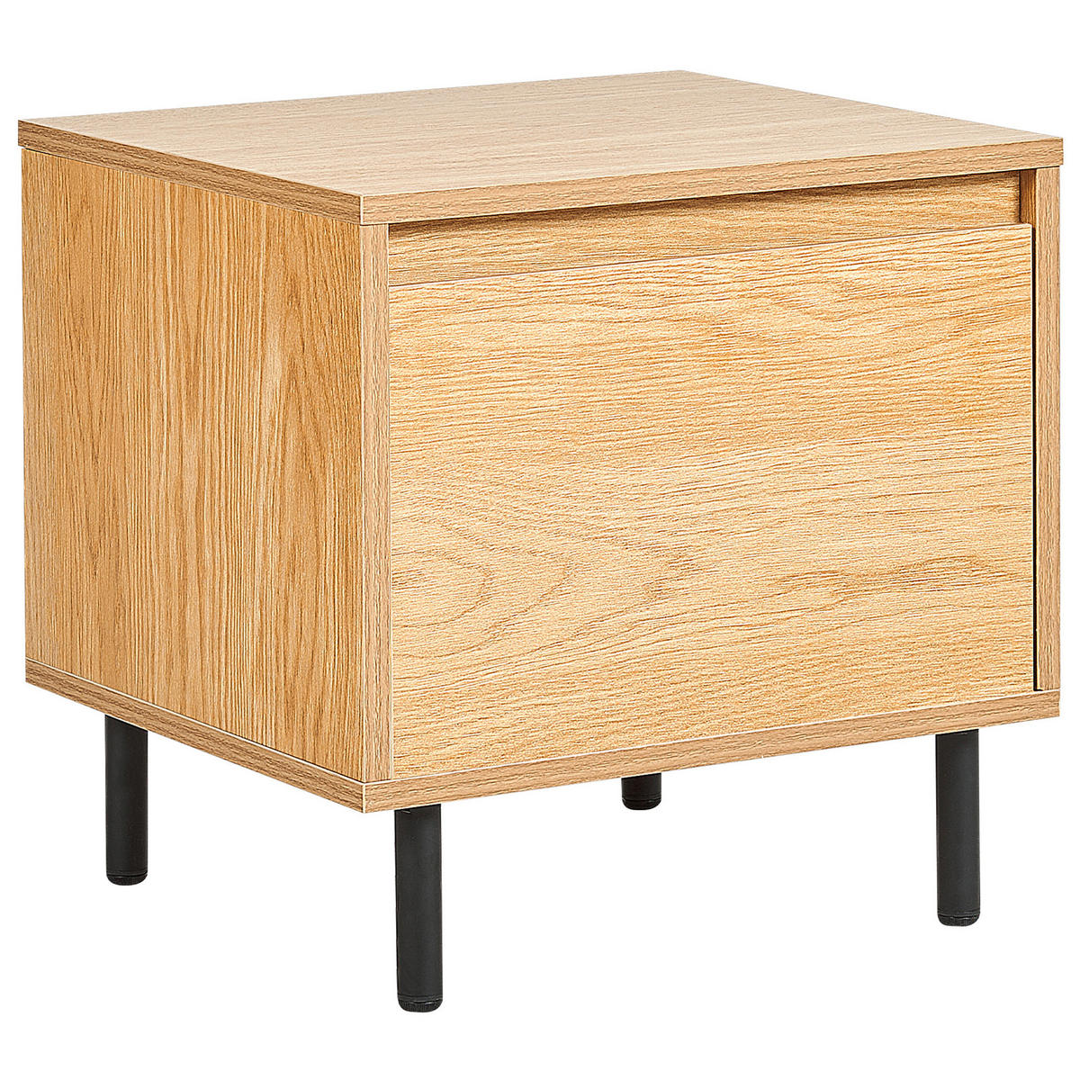 NACHTTISCH heller Holzfarbton/schwarz 1 Schublade Nikea - Hellbraun/Schwarz, Holzwerkstoff (45/45/40cm) - Beliani