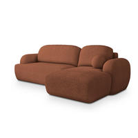 ECKSOFA MODENZA N R-S Orange Boucle-Stoff mit Schlaffunktion - Orange, Holz (266/148cm) - MASSENO