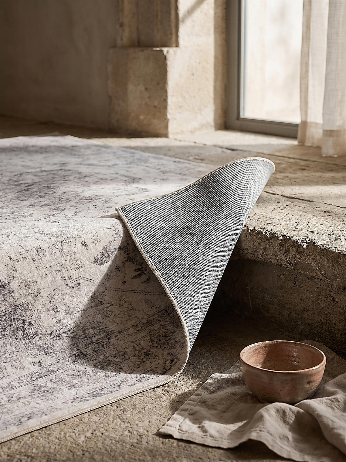 TEPPICH Kurzflor, waschbar, mit floralen Ornamenten, VERNANTE in Beige-Grau, 160 x 230 cm - Beige, Textil (160/230cm) - KADIMA DESIGN