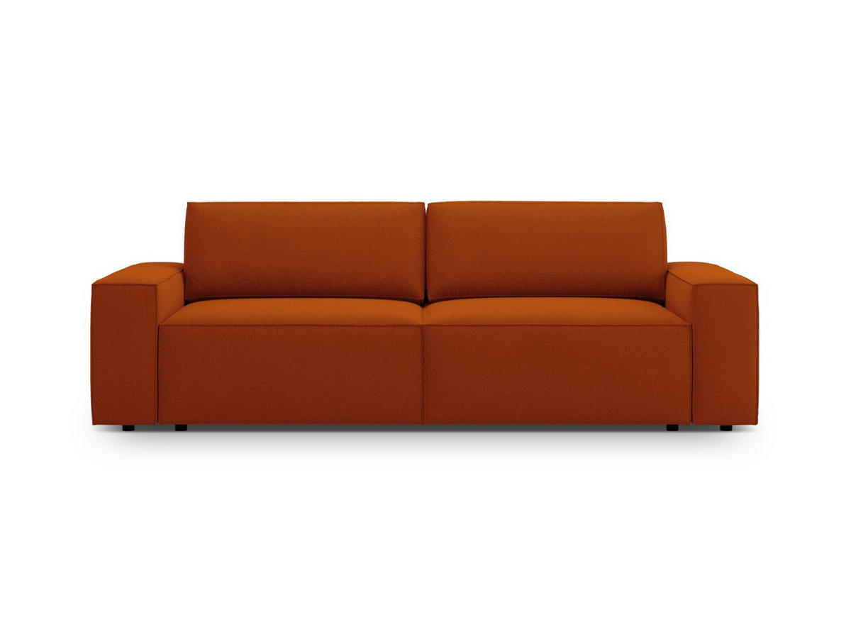 SOFA ausklappbar mit Bettkasten Jodie aus strukturiertem Stoff terrakotta 3 Sitzplätze - Terracotta, Textil (107/86/247cm) - Micadoni