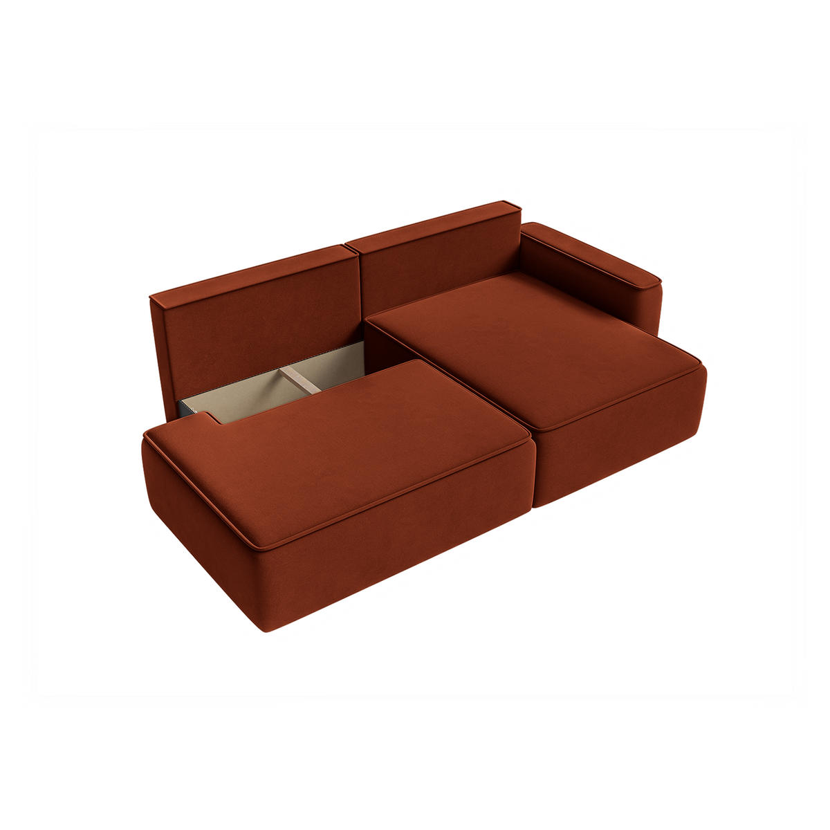 ECKSOFA Sarro mit Schlaffunktion, Rotbraun - Rostfarben, Textil (260/165cm) - Fedve