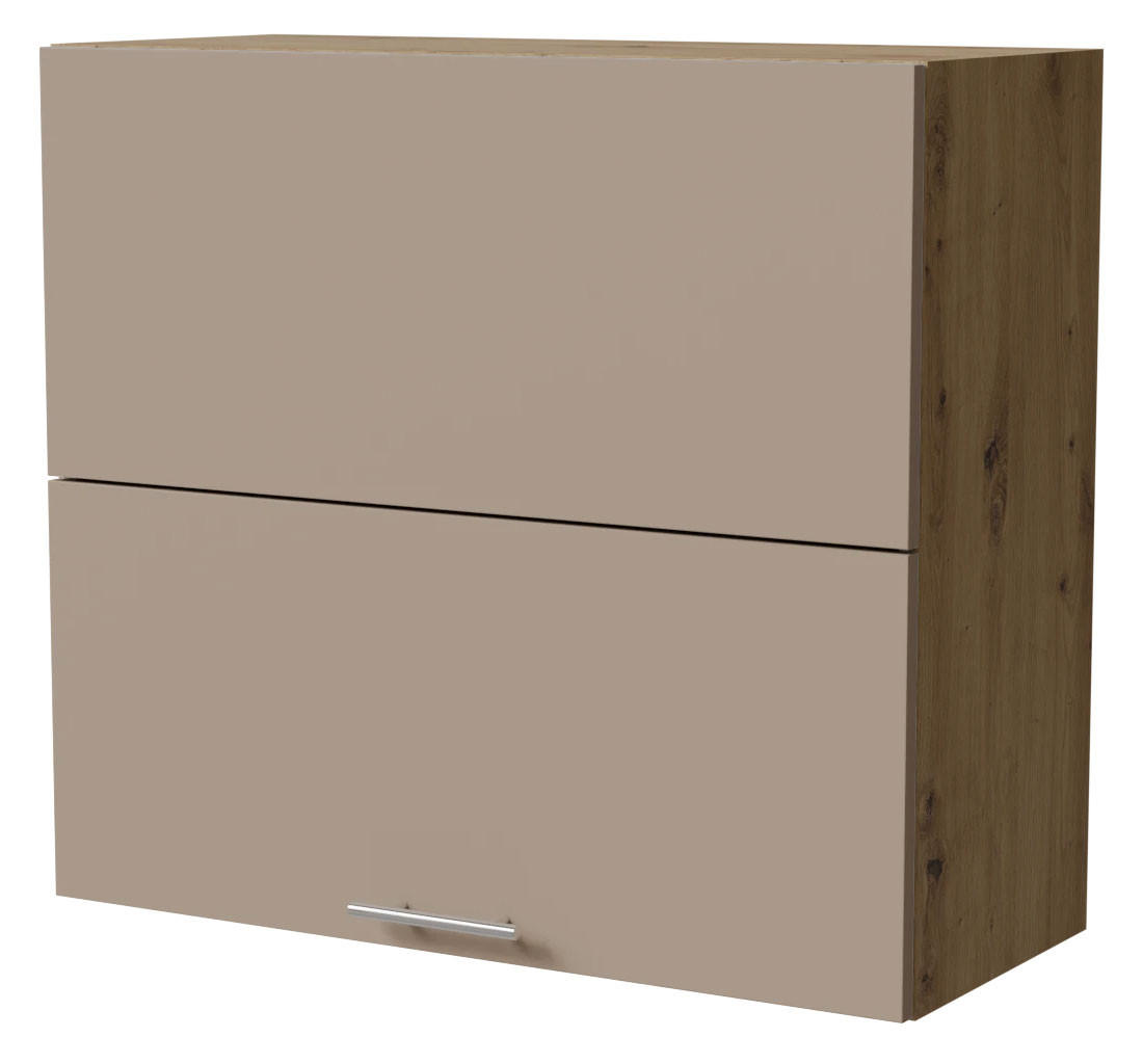 KLAPPHÄNGESCHRANK Brerra W8B/80-AV Eiche Artisan / RAL 1019 graubeige Matt 80 / 32,5 / 72cm - Graubraun/Eiche Artisan, Holz/Holzwerkstoff (80/72/32.5cm) - Feldmann-Wohnen