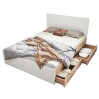POSTEĽ z masívu a MDF, 160/200 cm biela/dub, s úložným priestorom a roštom - biela, kompozitné drevo (160/200cm) - BEAOK