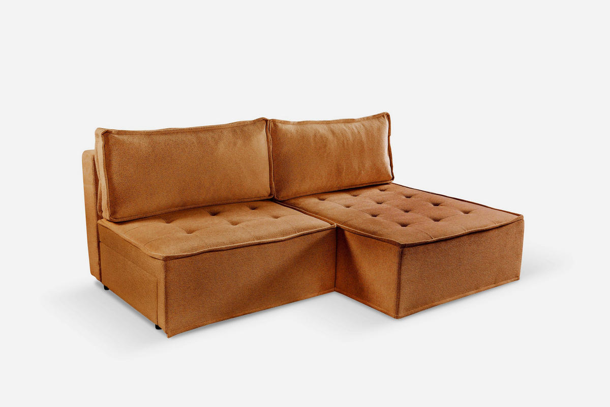 ECKSOFA Bohoo Mini Modernes Mit Schlaffunktion Ziegel Rechts - Kupferfarben, Holz (200/140cm) - Kaiser Möbel